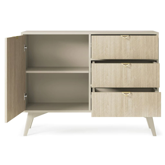 Fargo Wooden Sideboard With 1 Door 3 Drawers In Beige