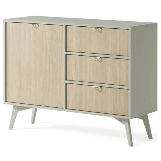 Fargo Wooden Sideboard With 1 Door 3 Drawers In Green