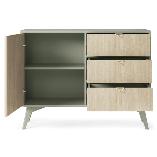 Fargo Wooden Sideboard With 1 Door 3 Drawers In Green