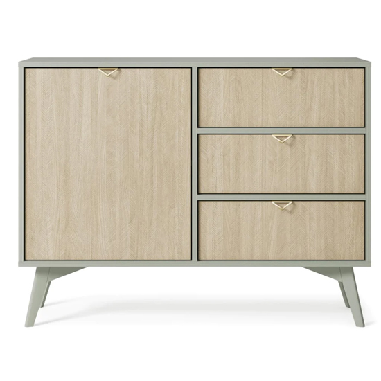 Fargo Wooden Sideboard With 1 Door 3 Drawers In Green