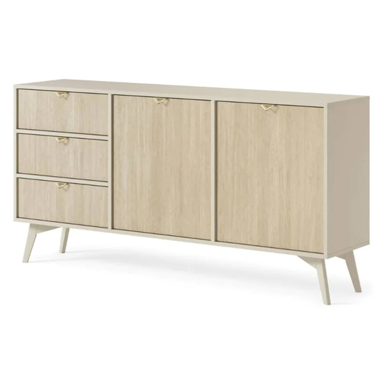 Fargo Wooden Sideboard With 2 Doors 3 Drawers In Beige