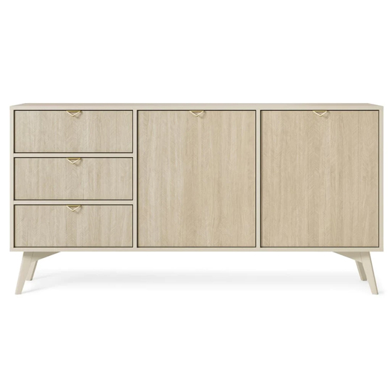 Fargo Wooden Sideboard With 2 Doors 3 Drawers In Beige