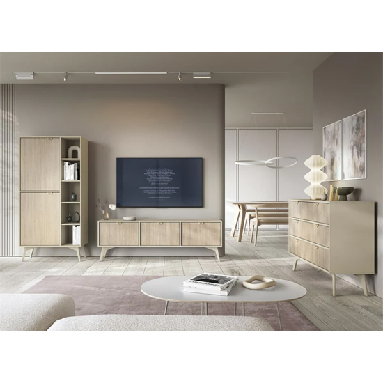 Fargo Wooden Sideboard With 2 Doors 3 Drawers In Beige