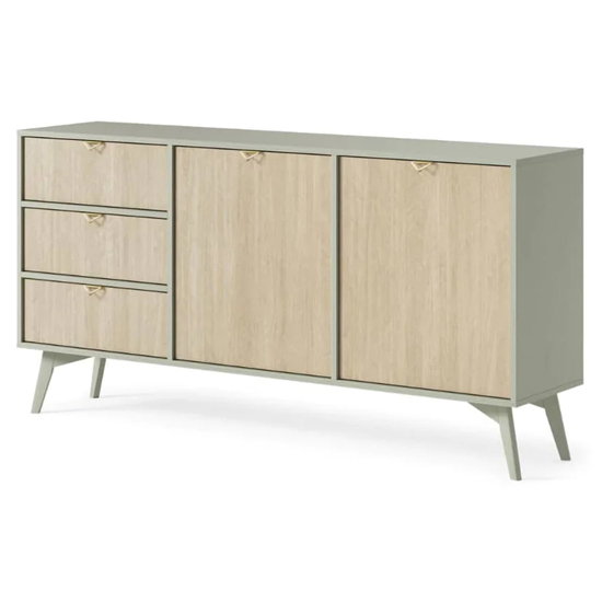 Fargo Wooden Sideboard With 2 Doors 3 Drawers In Green