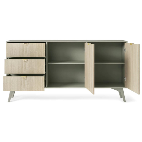 Fargo Wooden Sideboard With 2 Doors 3 Drawers In Green