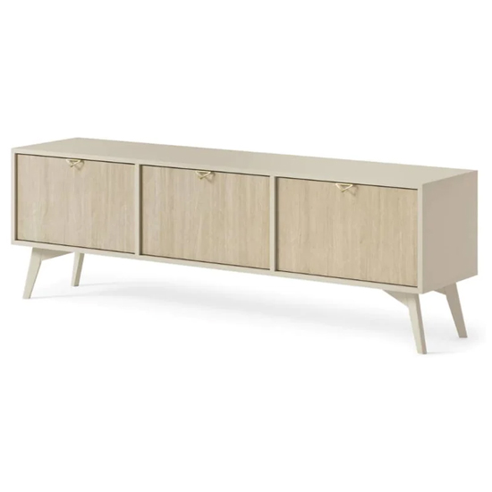 Fargo Wooden TV Stand With 3 Flap Doors In Beige