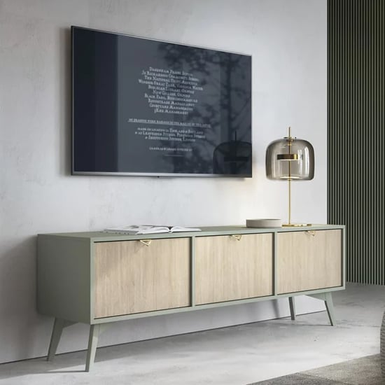 Read more about Fargo wooden tv stand with 3 flap doors in green