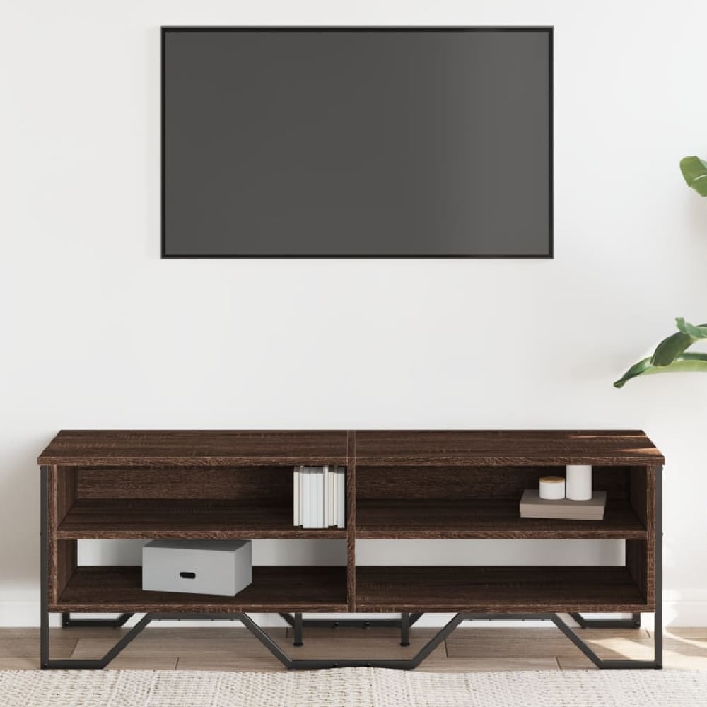 Read more about Fargo wooden tv stand with 4 shelves in brown oak