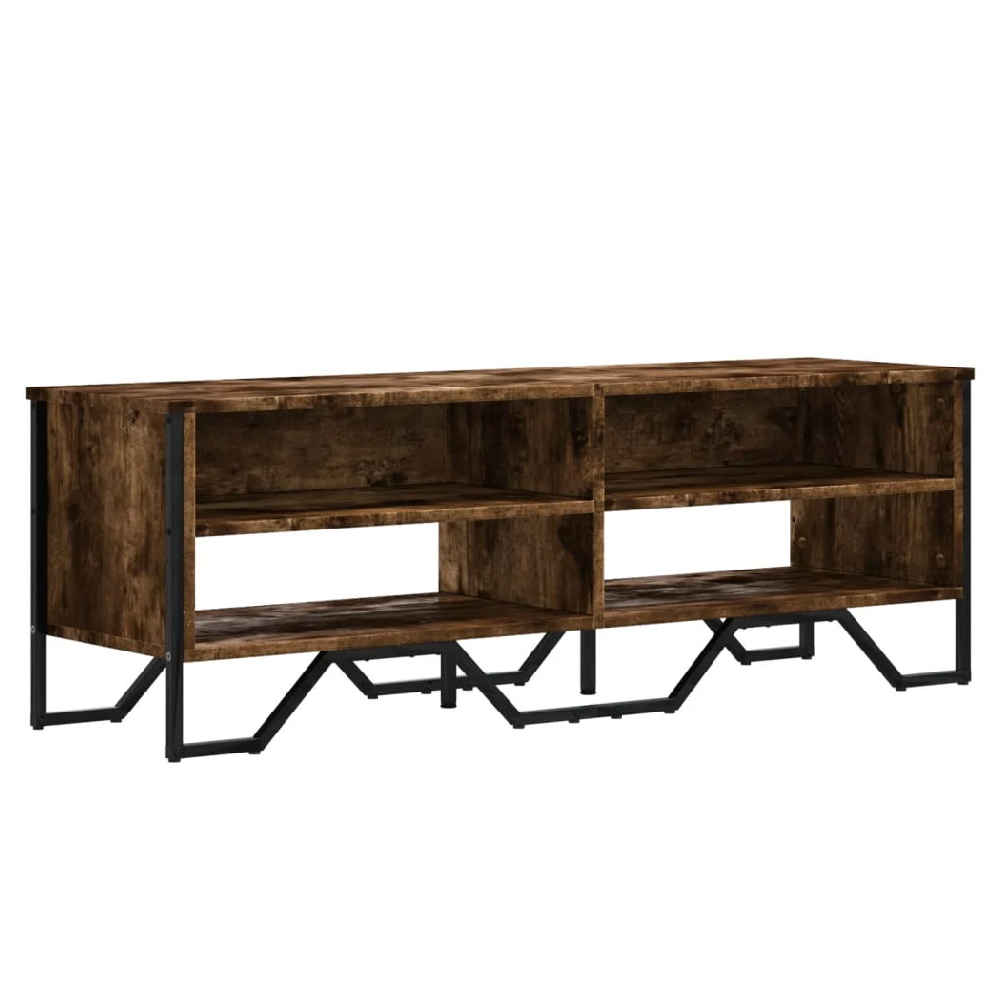 Fargo Wooden TV Stand With 4 Shelves In Smoked Oak