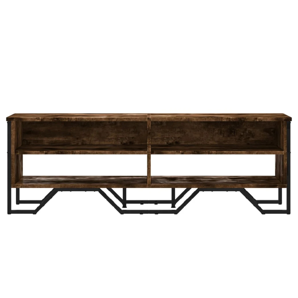 Fargo Wooden TV Stand With 4 Shelves In Smoked Oak