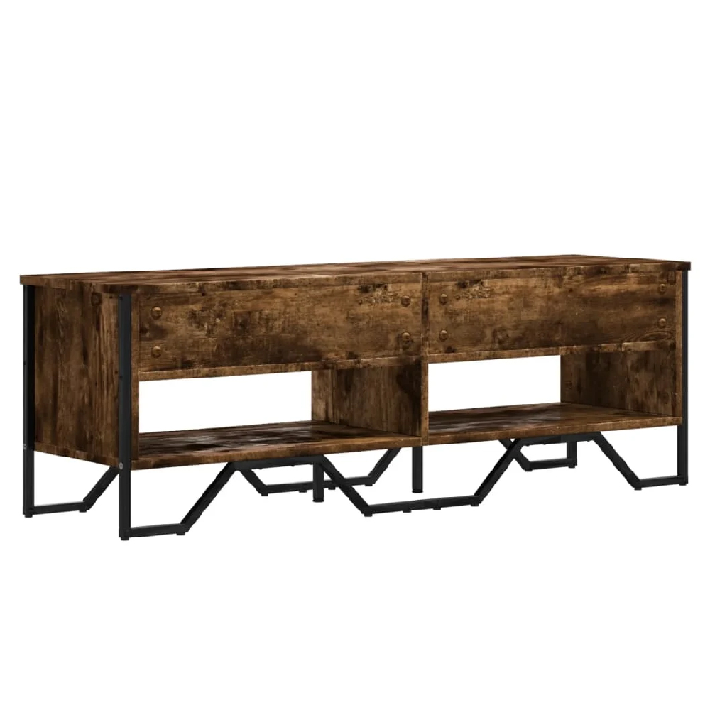 Fargo Wooden TV Stand With 4 Shelves In Smoked Oak