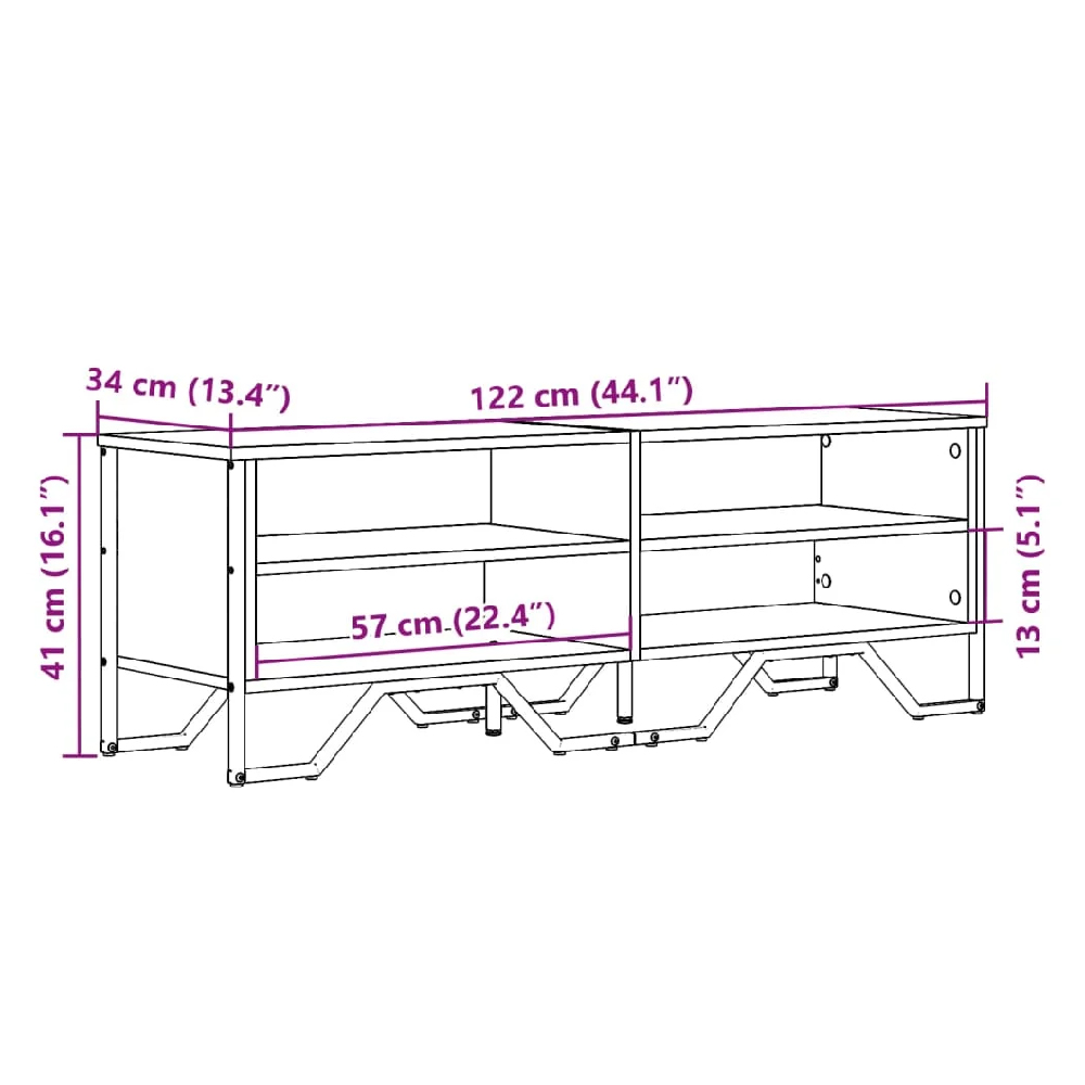 Fargo Wooden TV Stand With 4 Shelves In Smoked Oak