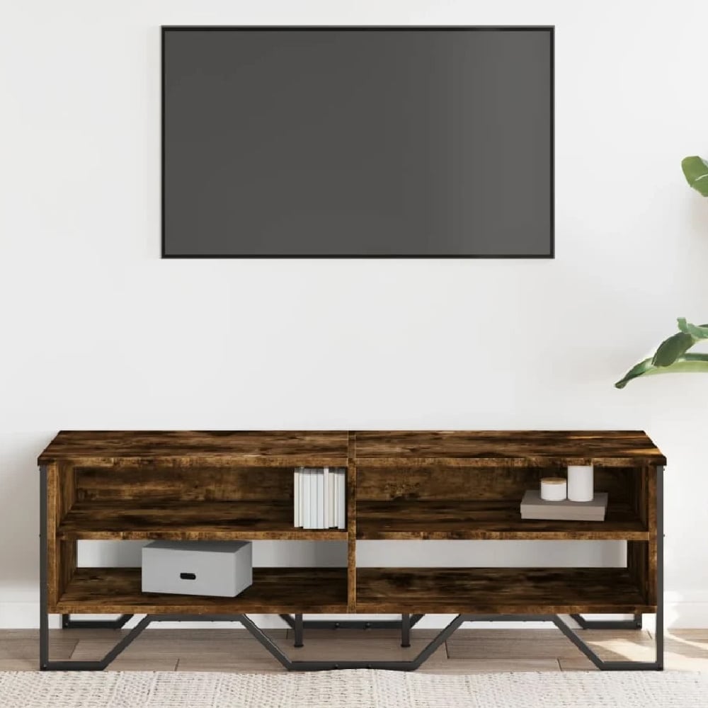 Read more about Fargo wooden tv stand with 4 shelves in smoked oak