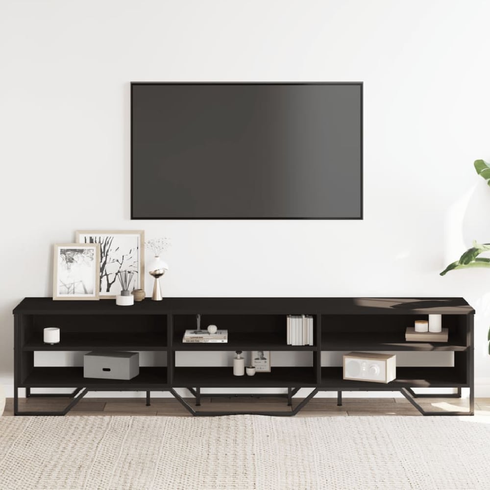Read more about Fargo wooden tv stand with 6 shelves in black