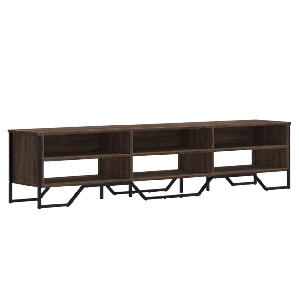 Fargo Wooden TV Stand With 6 Shelves In Brown Oak