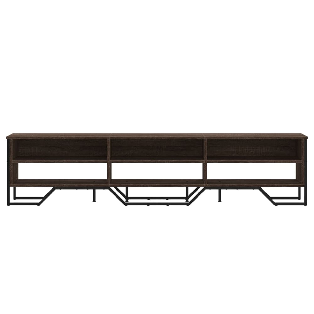 Fargo Wooden TV Stand With 6 Shelves In Brown Oak
