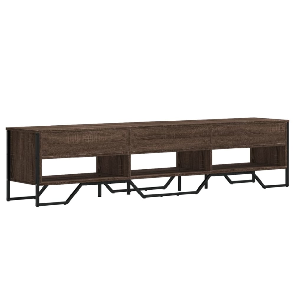 Fargo Wooden TV Stand With 6 Shelves In Brown Oak