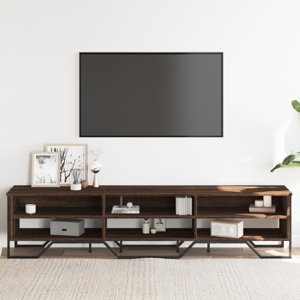 Read more about Fargo wooden tv stand with 6 shelves in brown oak