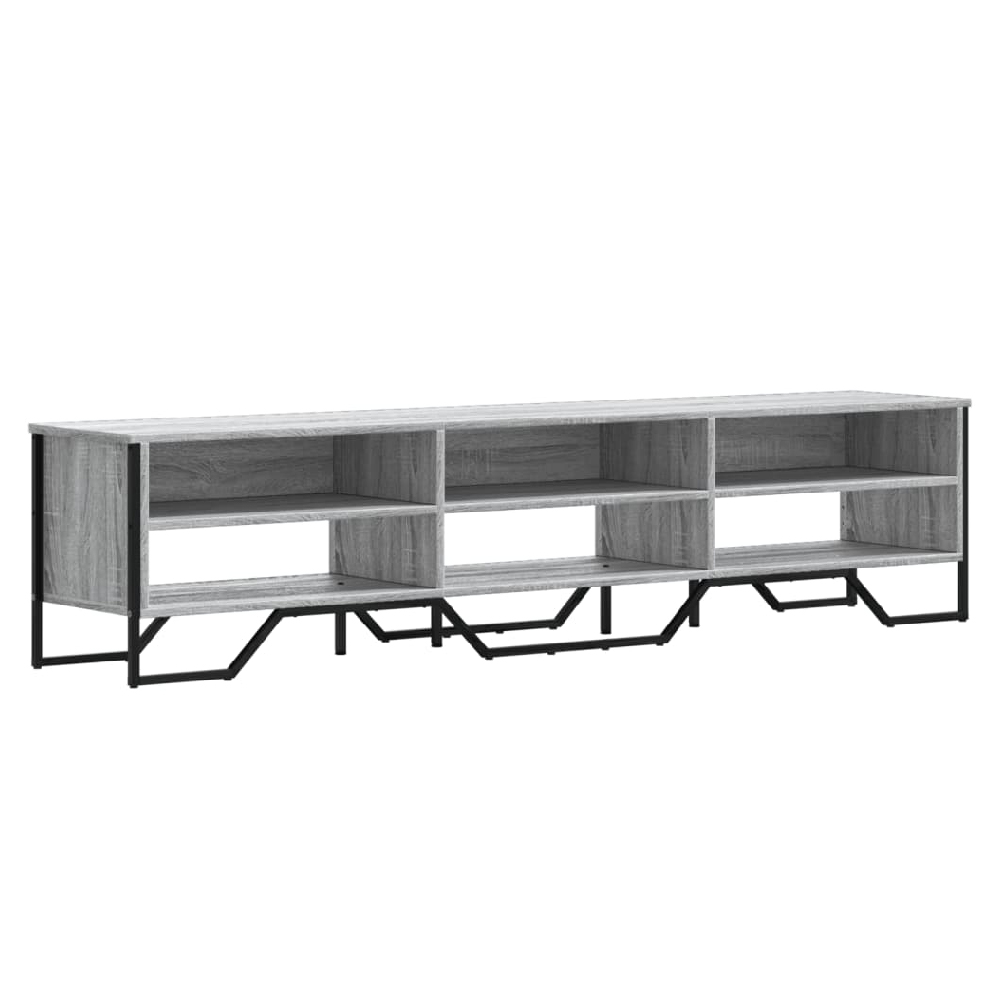 Fargo Wooden TV Stand With 6 Shelves In Grey Sonoma