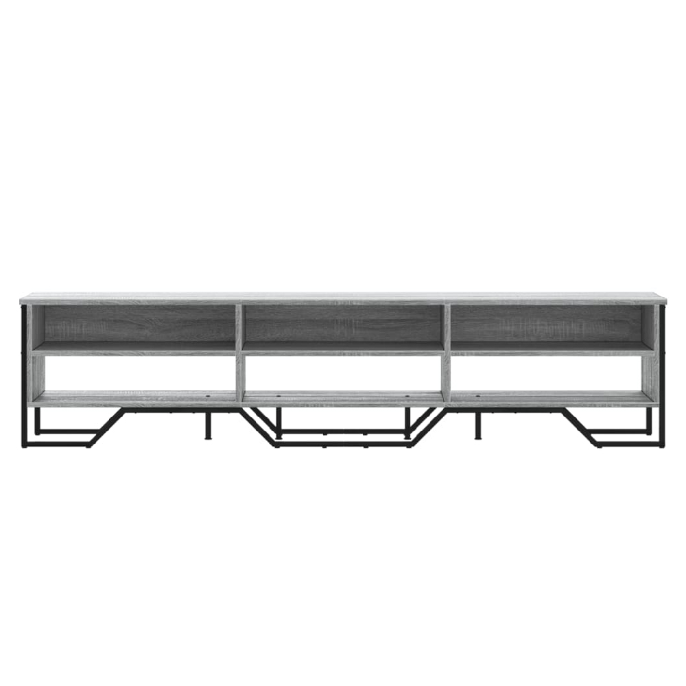 Fargo Wooden TV Stand With 6 Shelves In Grey Sonoma