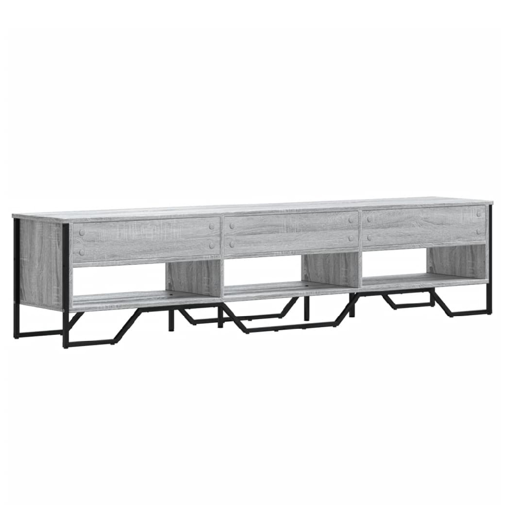 Fargo Wooden TV Stand With 6 Shelves In Grey Sonoma