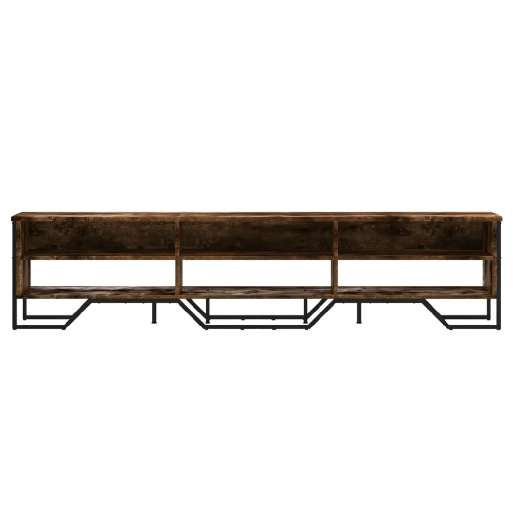 Fargo Wooden TV Stand With 6 Shelves In Smoked Oak