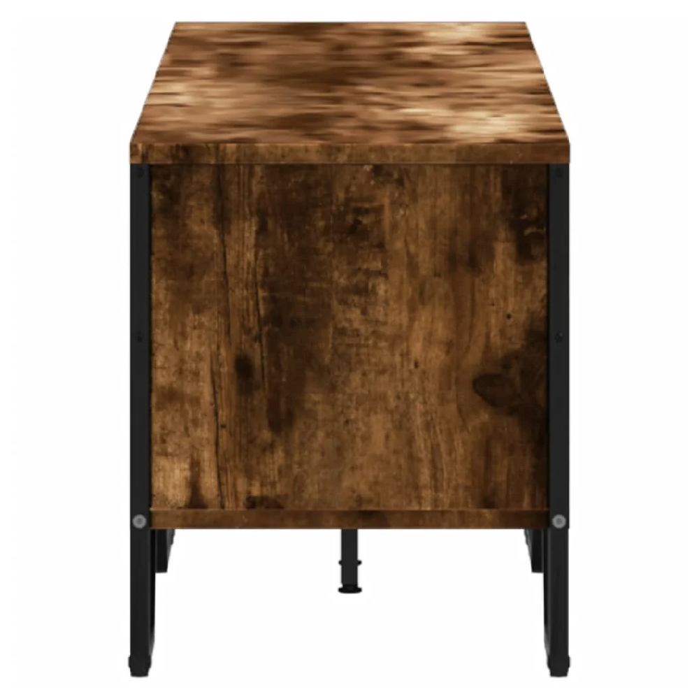Fargo Wooden TV Stand With 6 Shelves In Smoked Oak