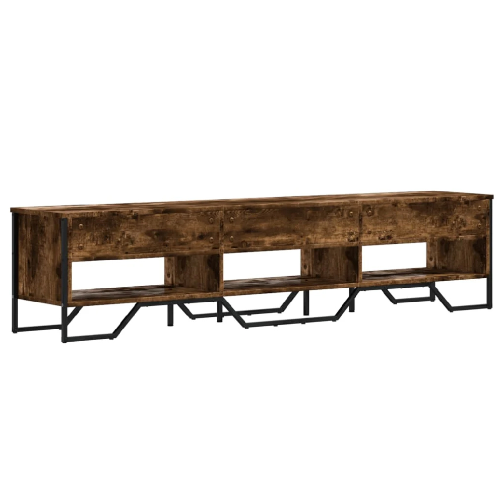 Fargo Wooden TV Stand With 6 Shelves In Smoked Oak