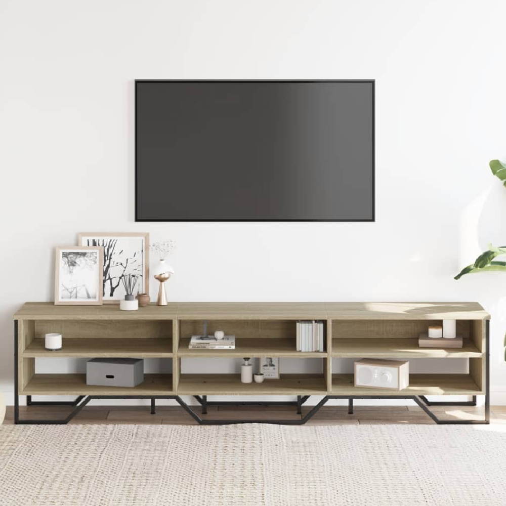 Read more about Fargo wooden tv stand with 6 shelves in sonoma oak