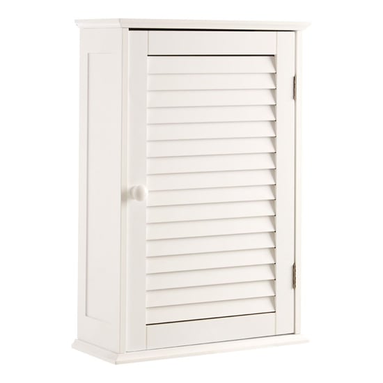 Photo of Fargo wooden wall hung bathroom storage cabinet in white