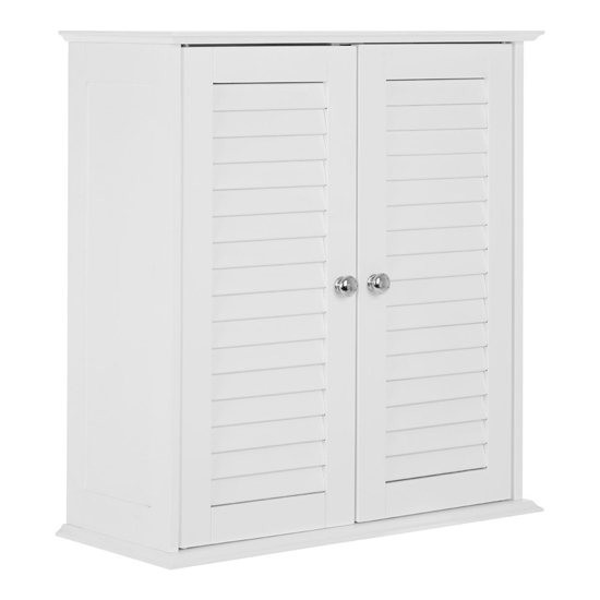 Photo of Fargo wooden wall hung storage cabinet with 2 doors in white