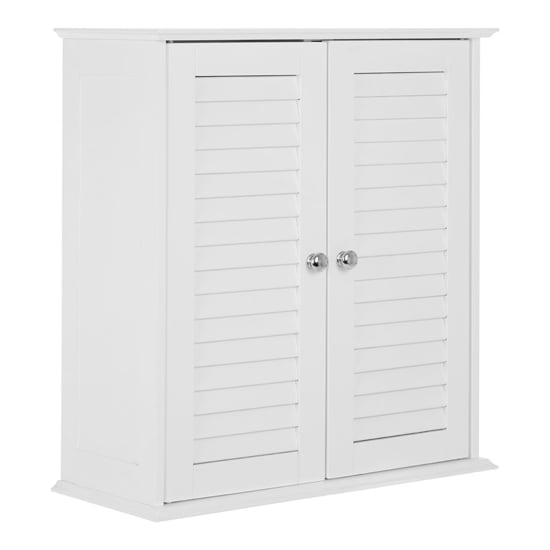 Photo of Fargo wooden wall hung storage cabinet with 2 doors in white