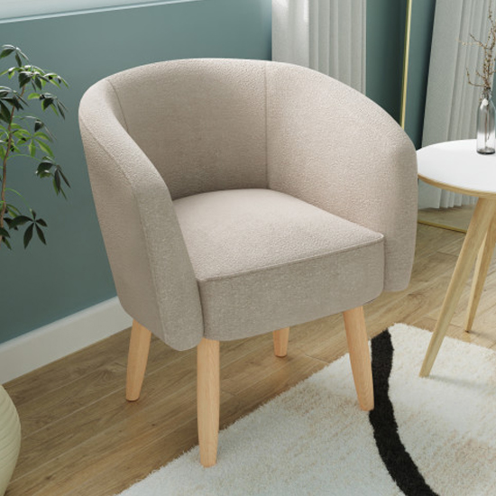 Product photograph of Farica Boucle Fabric Bedroom Chair In Natural Stone from Furniture in Fashion