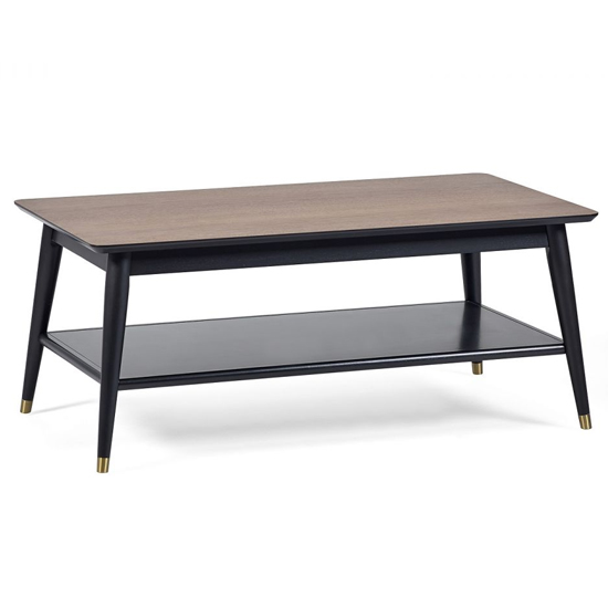 Farica Wooden Coffee Table With Shelf In Walnut And Black