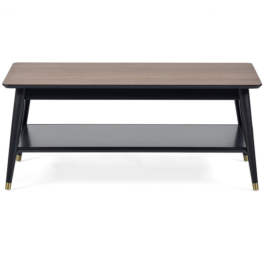 Farica Wooden Coffee Table With Shelf In Walnut And Black