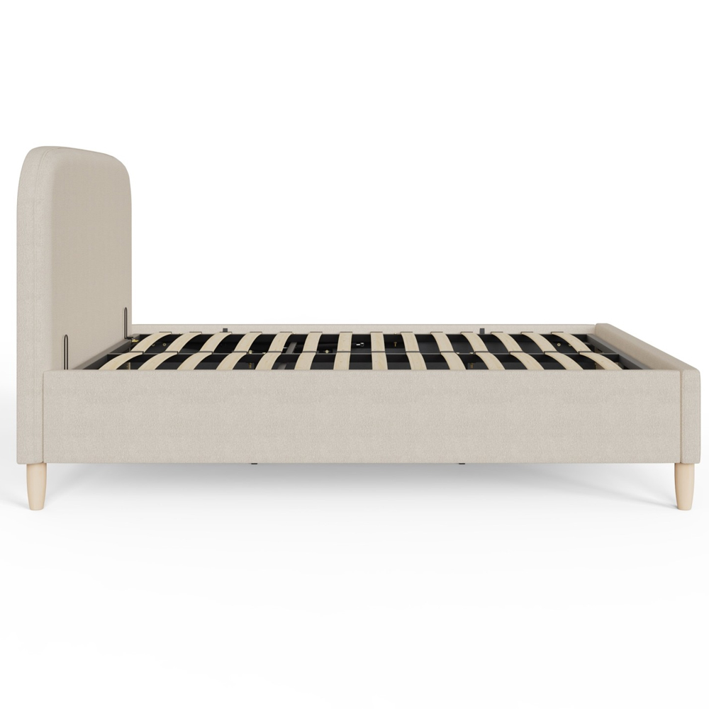 Farica Fabric Ottoman Storage Double Bed In Natural Stone