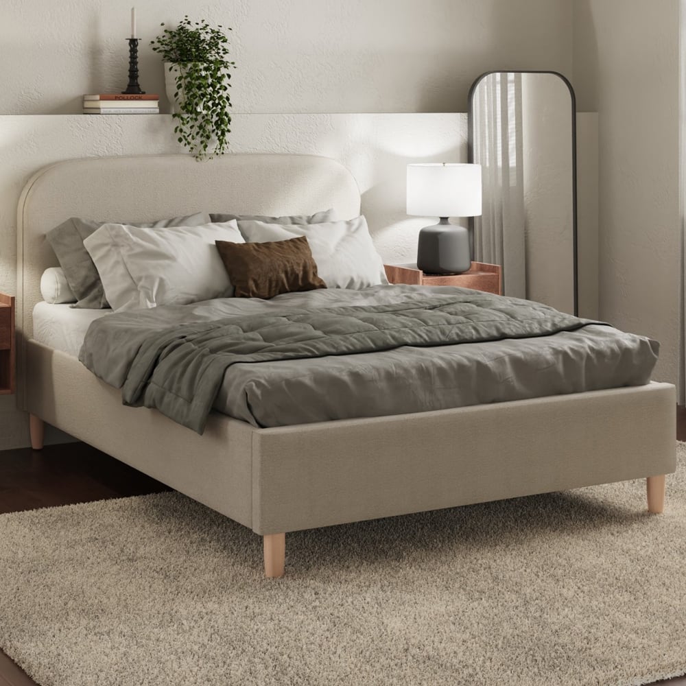 Farica Fabric Ottoman Storage King Size Bed In Natural Stone from Furniture in Fashion