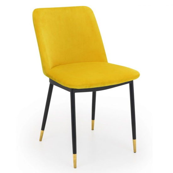 Farica Rectangular Dining Table With 4 Daiva Mustard Chairs