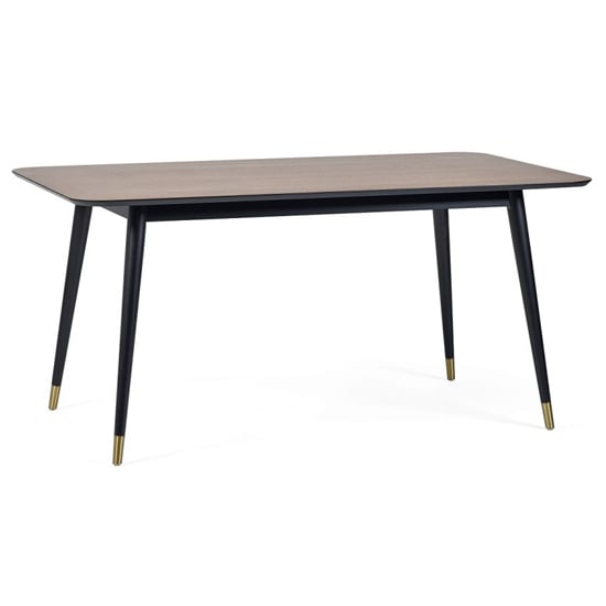 Photo of Farica rectangular wooden dining table in walnut and black