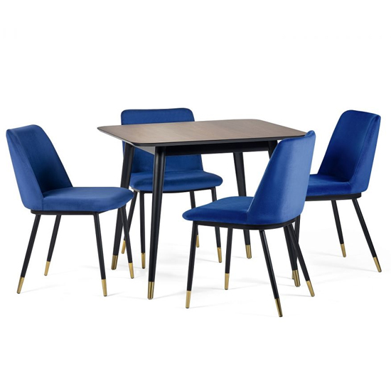 Farica Square Dining Table With 4 Daiva Blue Chairs