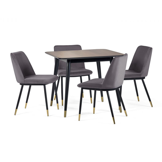 Farica Square Dining Table With 4 Daiva Grey Chairs