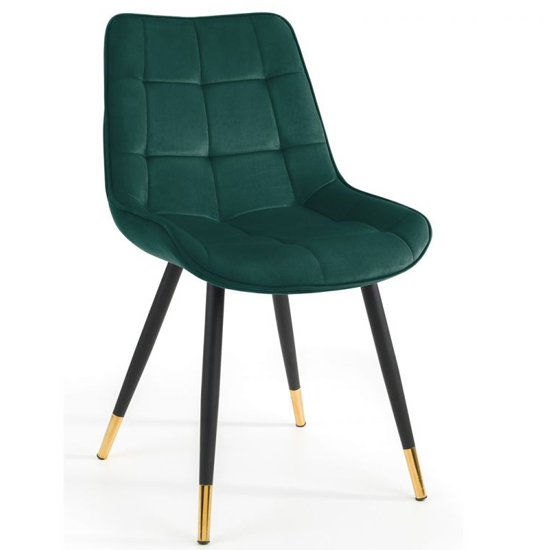 Farica Square Dining Table With 4 Hadas Green Chairs