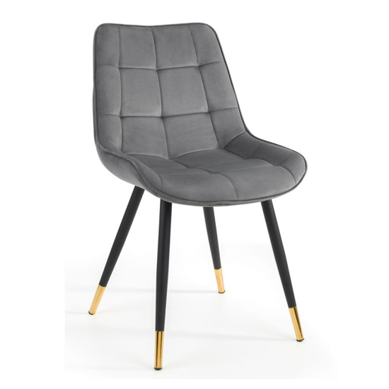 Farica Square Dining Table With 4 Hadas Grey Chairs
