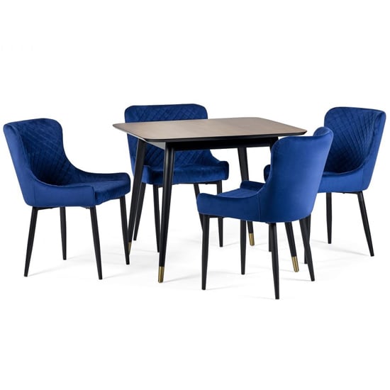 Product photograph of Farica Square Dining Table With 4 Lakia Blue Chairs from Furniture in Fashion