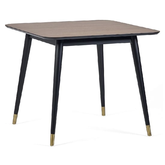 Photo of Farica square wooden dining table in walnut and black