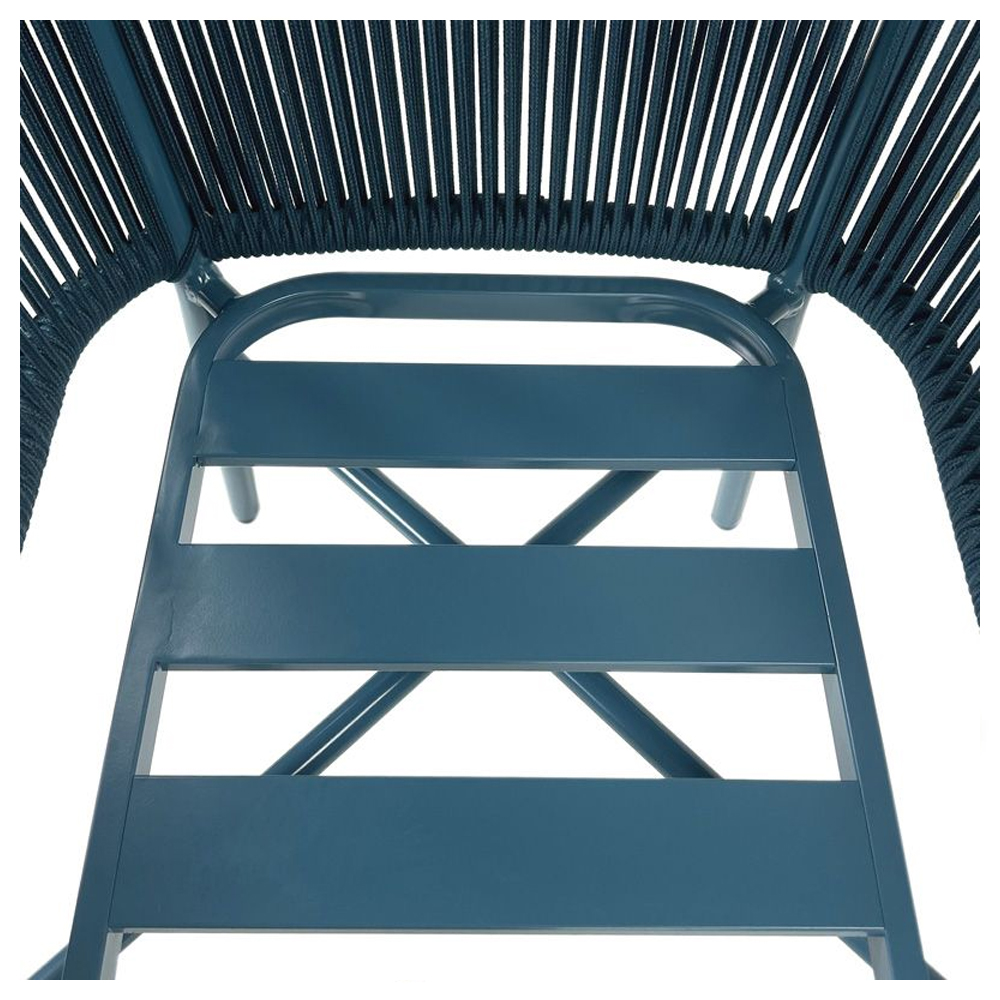 Faris Garden Blue Rattan Armchair With Cushion in Pair