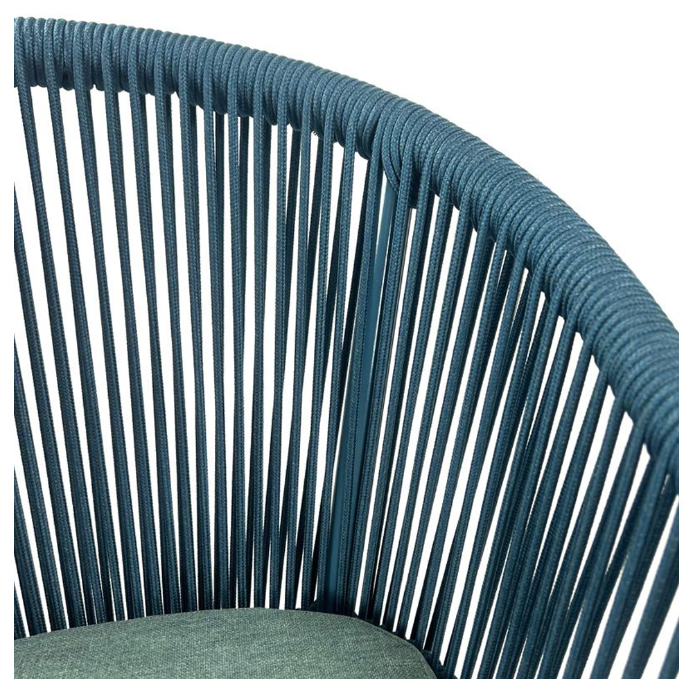 Faris Garden Blue Rattan Armchair With Cushion in Pair
