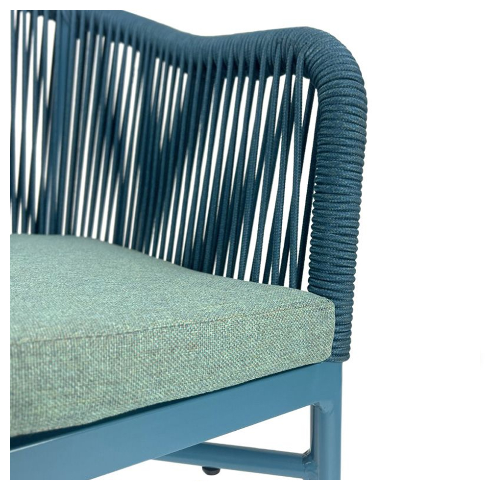 Faris Garden Blue Rattan Armchair With Cushion in Pair