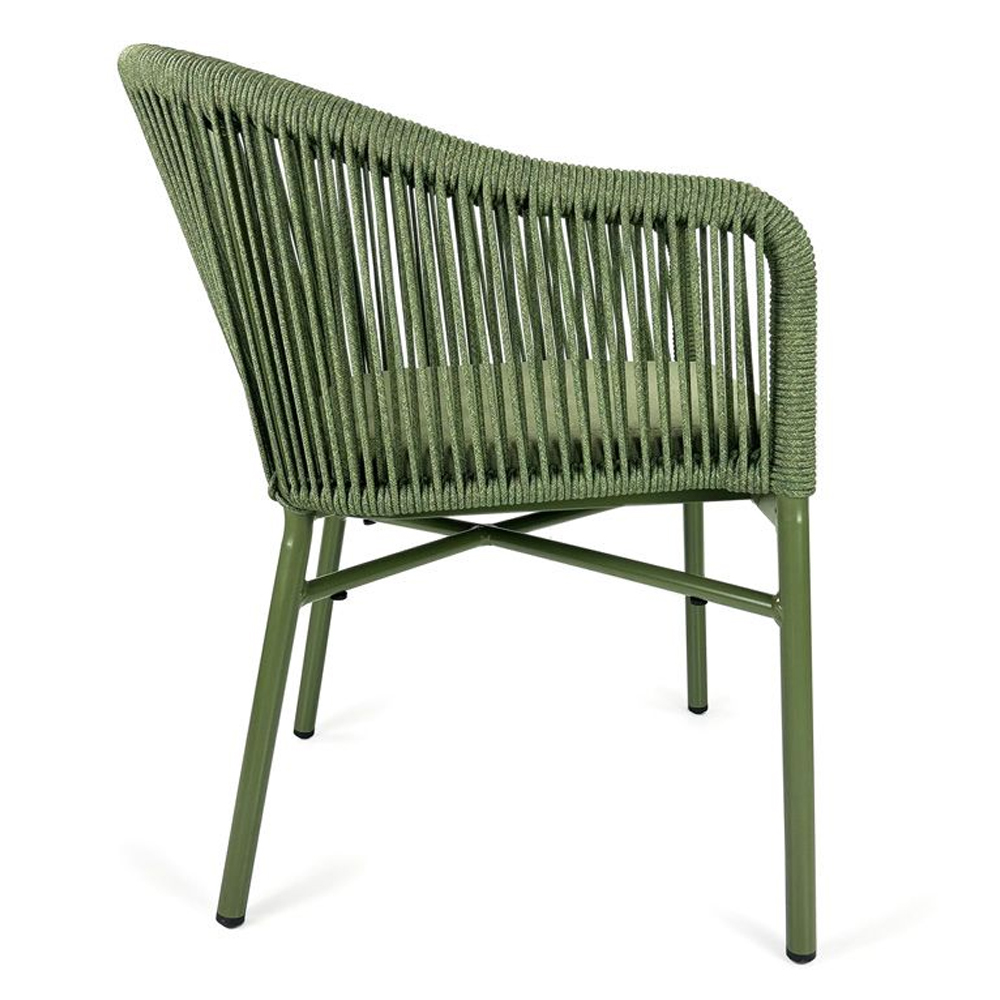 Faris Garden Green Rattan Armchair With Cushion in Pair