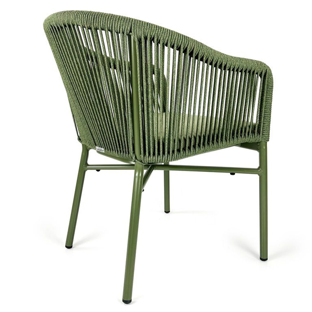 Faris Garden Green Rattan Armchair With Cushion in Pair